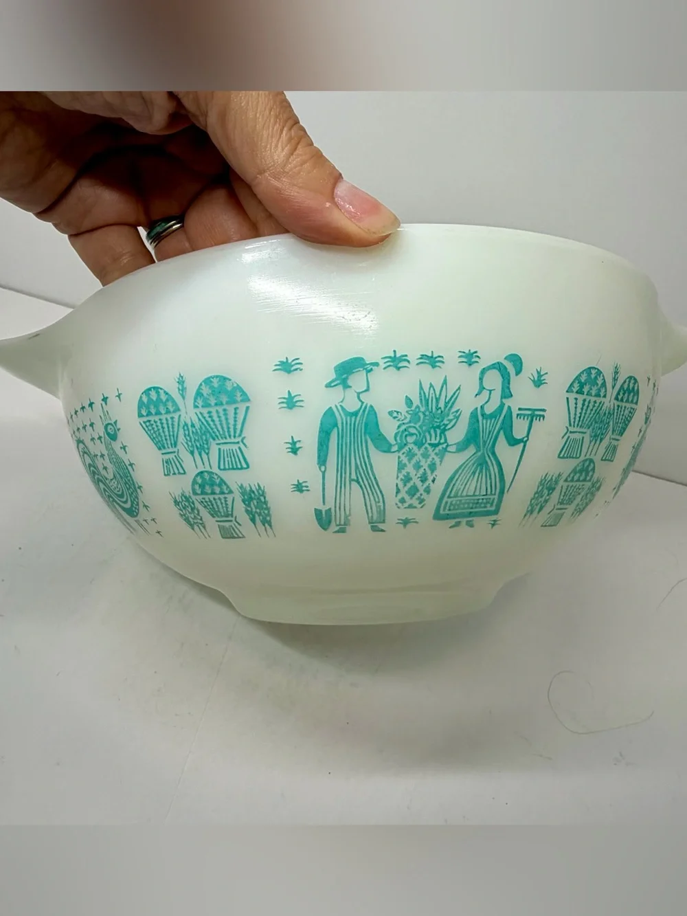 Vintage Pyrex Butterprint Turquoise & White Set (3 Pieces)